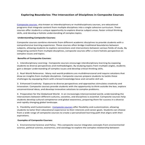 Exploring Boundaries: The Intersection of Disciplines in Composite Courses