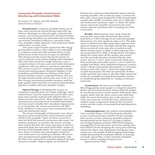 Composite propeller performance monitoring with embedded fb gs