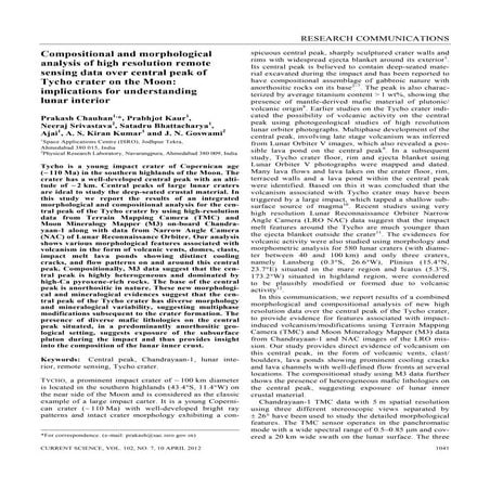 Compositional morphological analysis_central_peak_of _tycho_crater