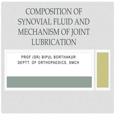 Composition of synovial fluid and mechanism of joint lubrication | PPTX