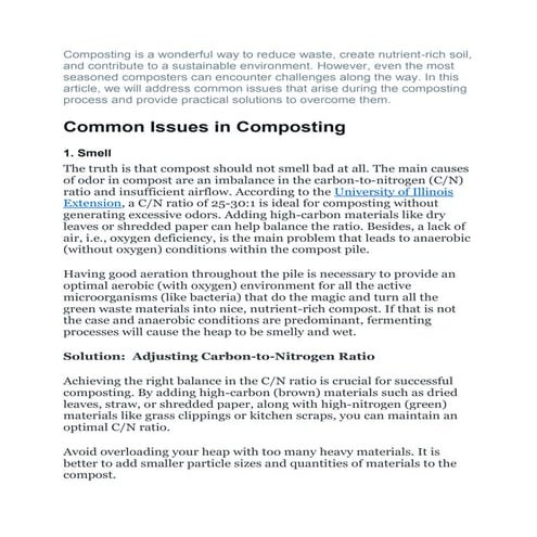 Composting Troubleshooting Common Issues and Solutions | DOCX