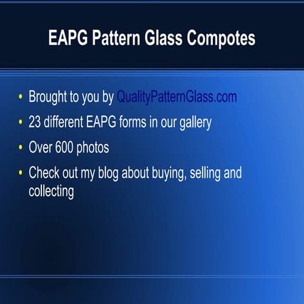 Open and Covered Compotes EAPG Pattern, Pressed and Flint Glass | ODP