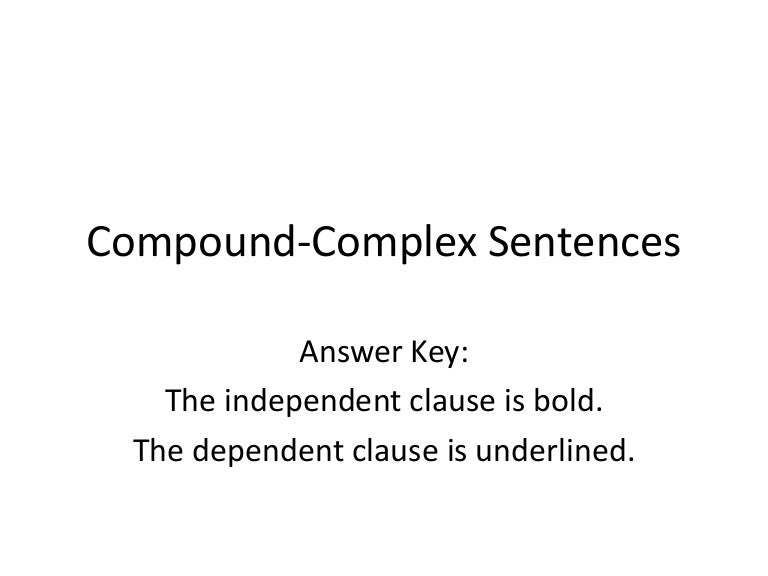 Compound Complex Sentences Answer Key