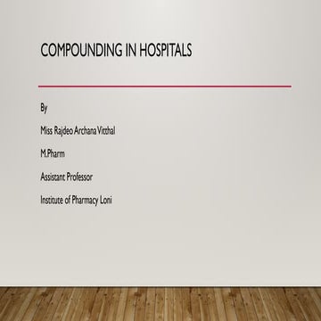 Compounding in hospitals Bulk compounding IV admixture services and ...