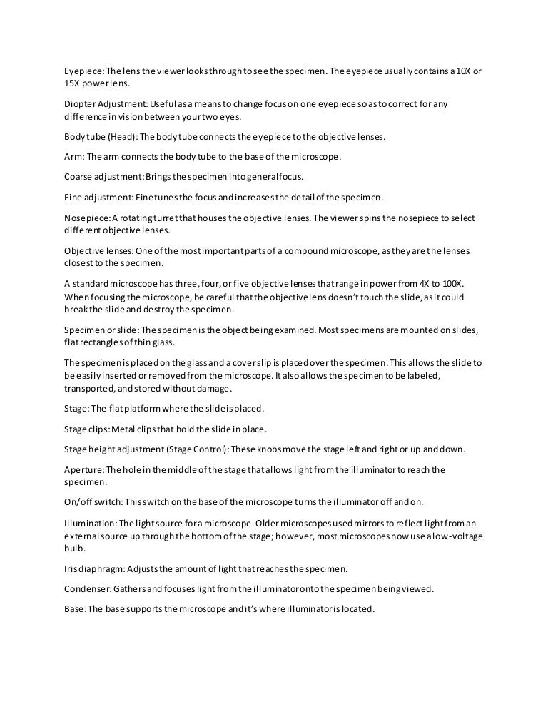 Compound microscope functions