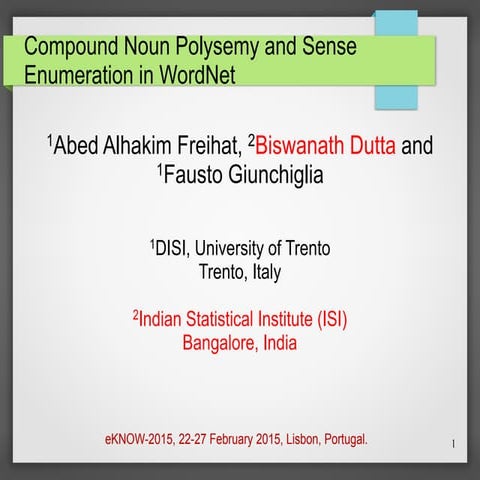 Compound Noun Polysemy and Sense Enumeration in WordNet 
