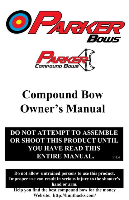 Parker Bows Compound Bow Owner S Manual