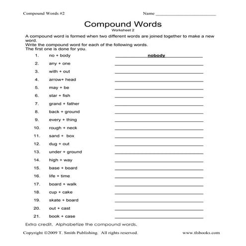 Compound words worksheet part 3 | PDF