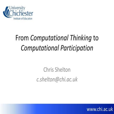 From Computational Thinking to Computational Participation