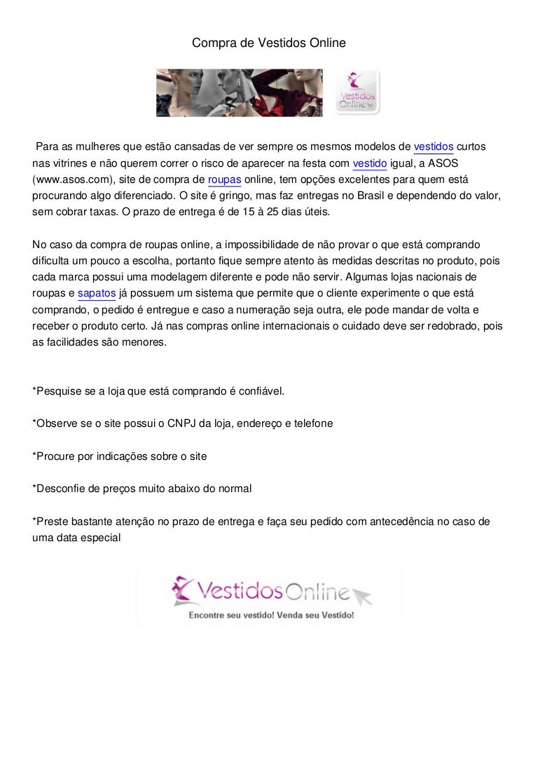 site de compra de vestidos