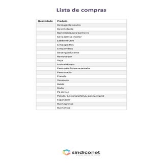 Compras limpeza sindiconet