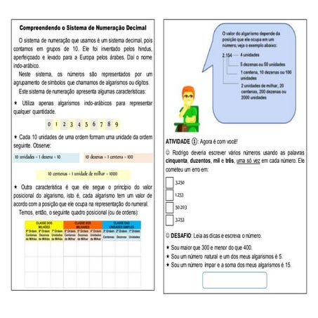 Sistema de numeração decimal - Atividade | PDF