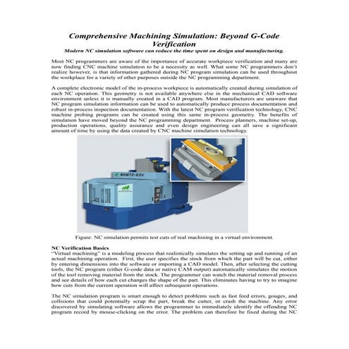 Comprehensive machining simulation   beyond g code verification final