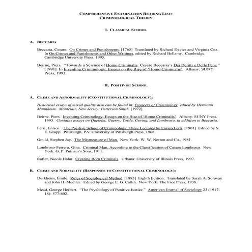 Comprehensive Exam Reading List | PDF