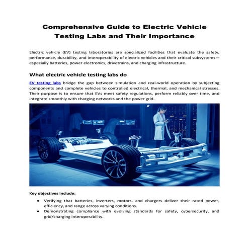 Comprehensive Guide to Electric Vehicle Testing Labs and Their ...