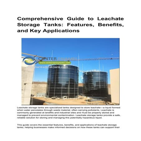 Comprehensive Guide to Leachate Storage Tanks_ Features, Benefits, and ...
