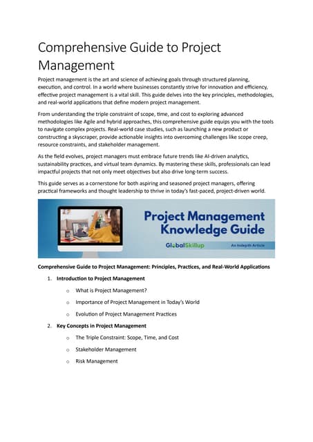 Comprehensive Guide to Project Management Principles, Practices, and ...