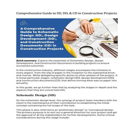 Comprehensive Guide to SD, DD, & CD in Construction Projects