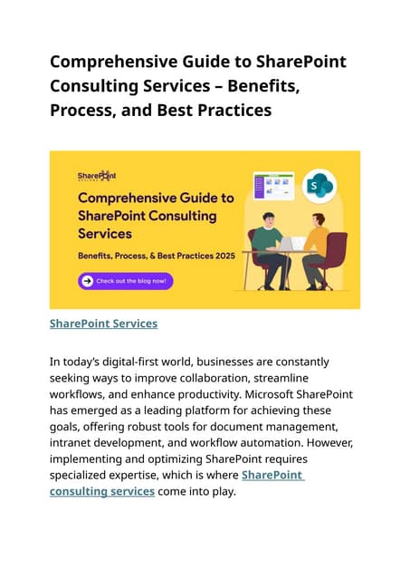 Comprehensive Guide to SharePoint Consulting Services – Benefits, Process, an...