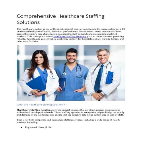 Comprehensive Healthcare Staffing Solutions | PDF