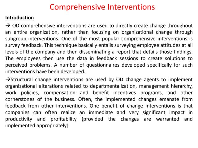Comprehensive interventions