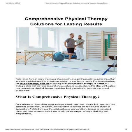 Comprehensive Physical Therapy Solutions for Lasting Results | PDF