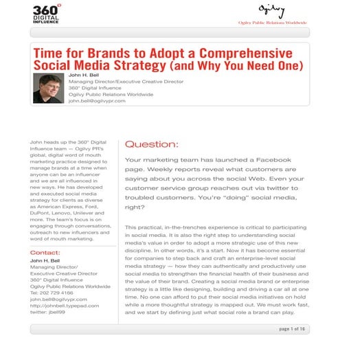 Comprehensive social media strategy by john bell