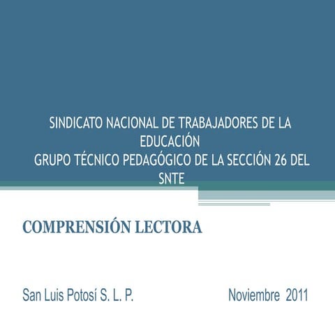 Comprensión lectora snte