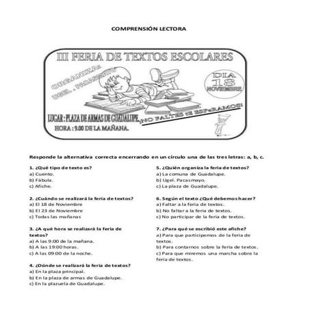 Comprension lectora afiche