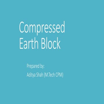 Green building material - Compressed earth block