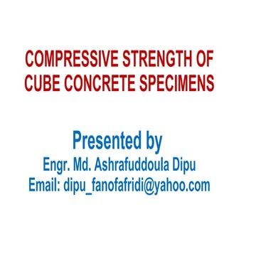 Compressive strength of cube concrete specimens | POT