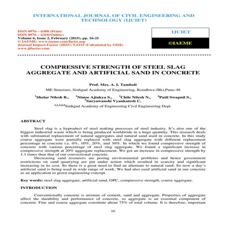 SCOPE OF REPLACING FINE AGGREGATE WITH COPPER SLAG IN CONCRETE- A ...