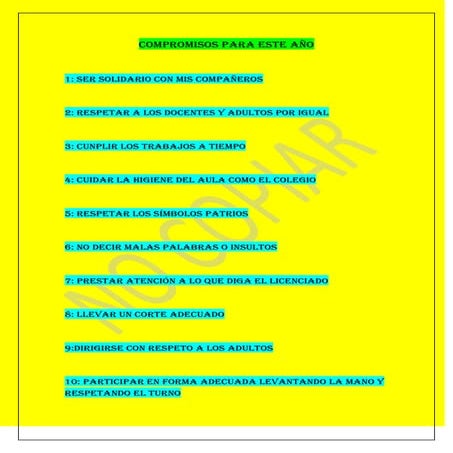 Compromisos para este año escolar