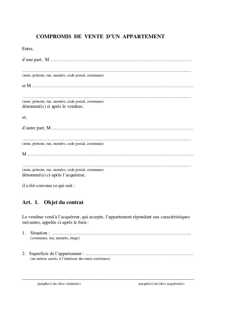 Compromis vente appartement