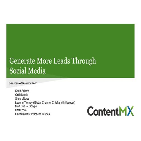 Generate More Leads Through Social Media 