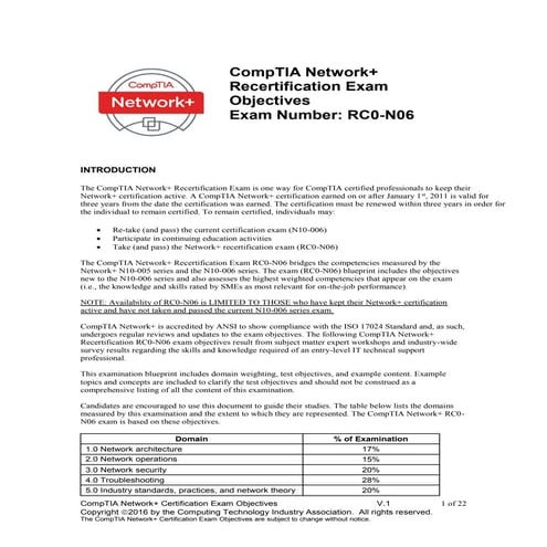 Comptia networkplus-recert-rc0-n06-objectives