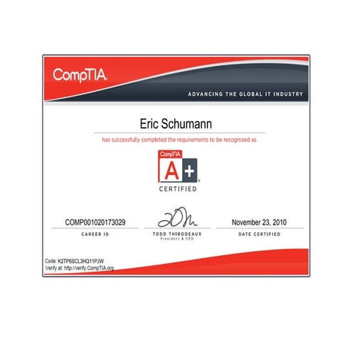 Comp Tia A+ (2009 Edition) Certificate | PDF