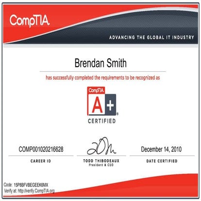 Comp tia a+ (2009 edition) certificate | PDF