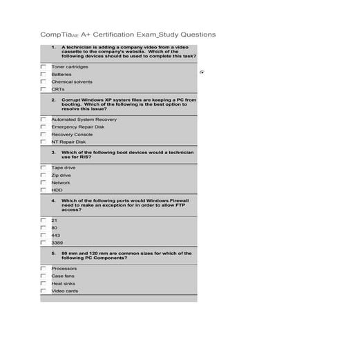 Comptia A+ practice tests demo questions | PPTX