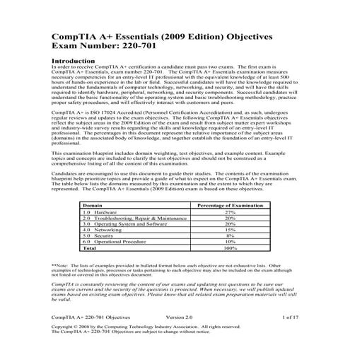 CompTIA A+ Essential Objectives