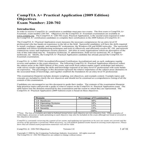 CompTIA A+ practical objectives