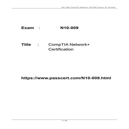 CompTIA Network+ Certification N10-009 PDF | PDF