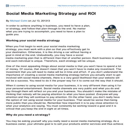 Social Media Marketing Strategy and ROI