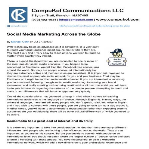 Social Media Marketing Across the Globe