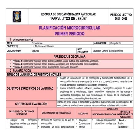 Planificación Microcurricular 2024-2025 para Computación en Segundo ...