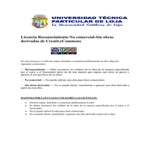 Licencias creative commons( licencia de Reconocimiento )