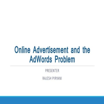 Online Advertisements and the AdWords Problem