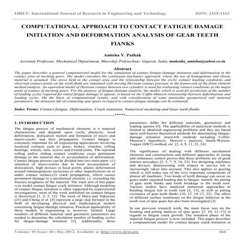 Computational approach to contact fatigue damage initiation and deformation a...