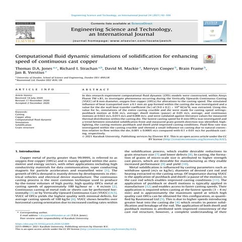 Computational fluid dynamic simulations of solidification for enhancing ...