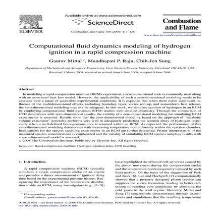 Computational fluid dynamics modeling of hydrogen ignition in a rapid compres...
